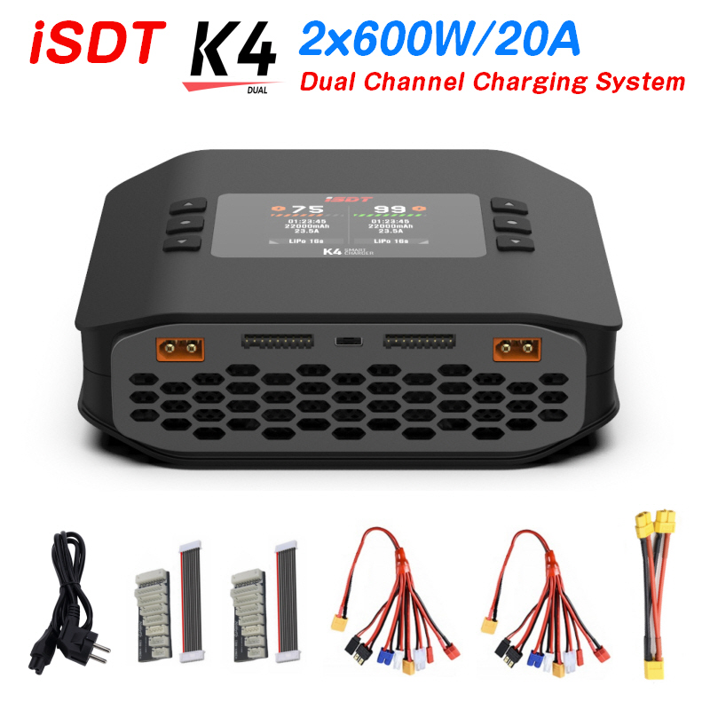 Isdt K4 Dual Lipo Charger - Carregador Inteligente de Bateria de Lítio