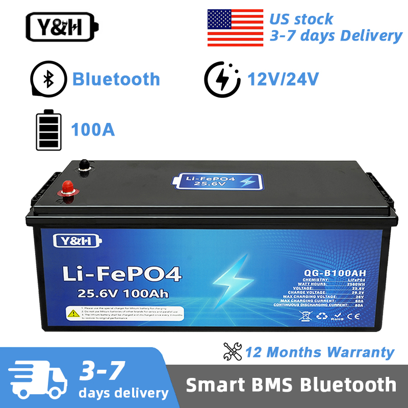Lifepo4 12V 100Ah Bms Bluetooth - [Entrega Local] Bateria LiFePO4 Y&H 12V