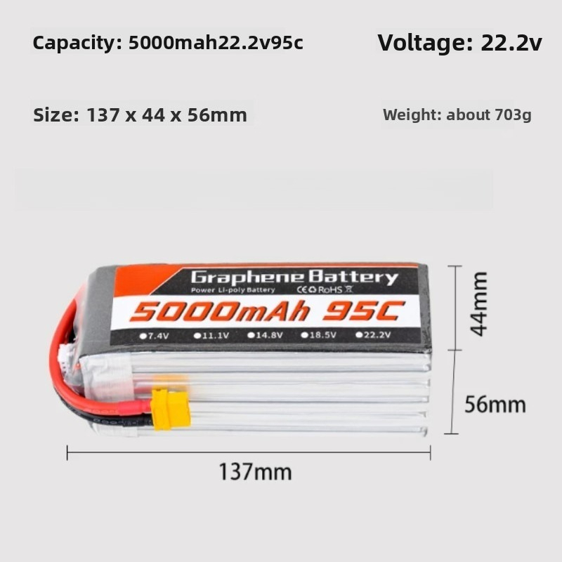 Bateria Lipo de Grafeno 5000mA - 6S Lipo Battery 22.2V 5000Mah avaliação e preço